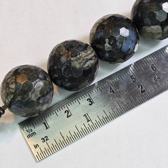 Brunello Cucinelli Labradorite Natural Gemstone Faceted Beads & Leather Necklace - Picture 8 of 9